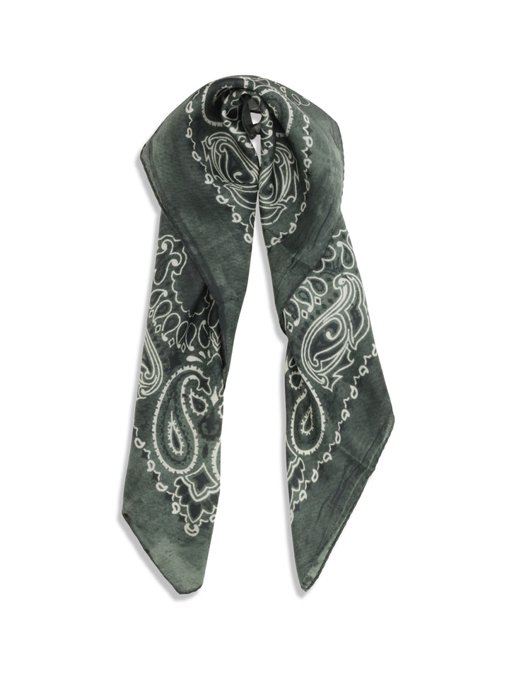 Golden paisley printed silk Scarf 2