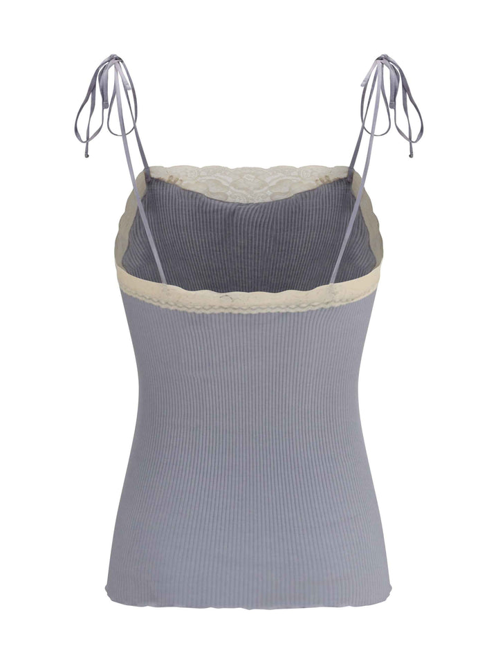 Jersey and lace thin strap Top