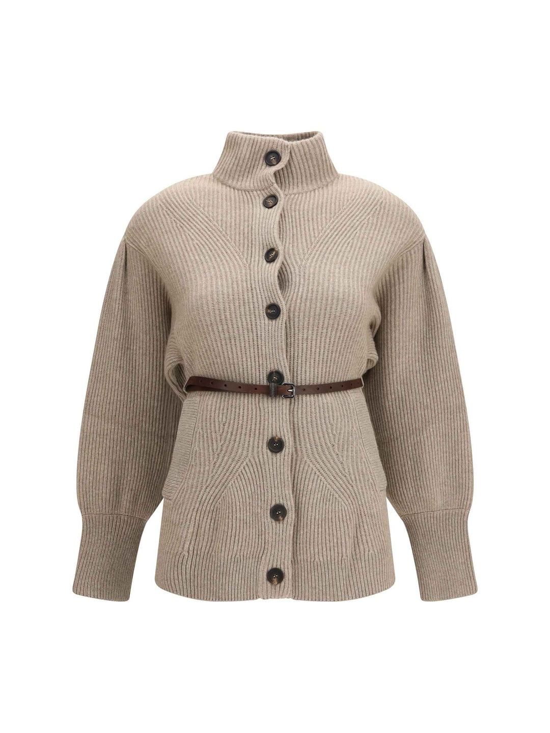 High neck Cardigan with belt