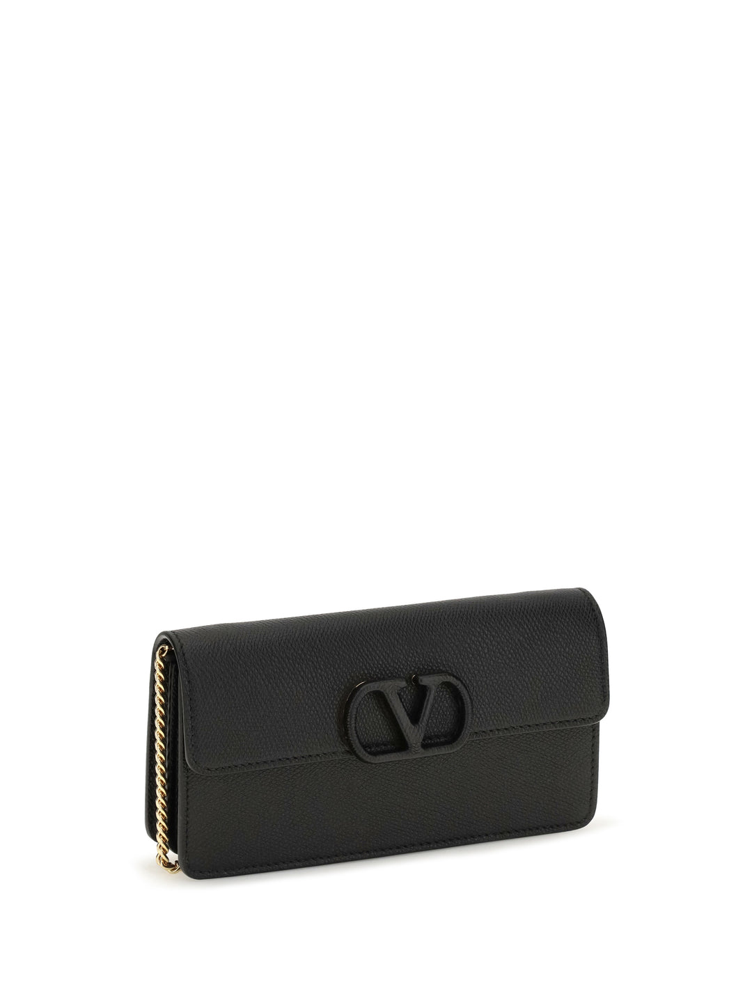 VLogo signature grainy calfskin chain Wallet 2