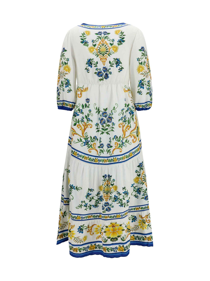 Emily floral print midi Dress with drawstring
