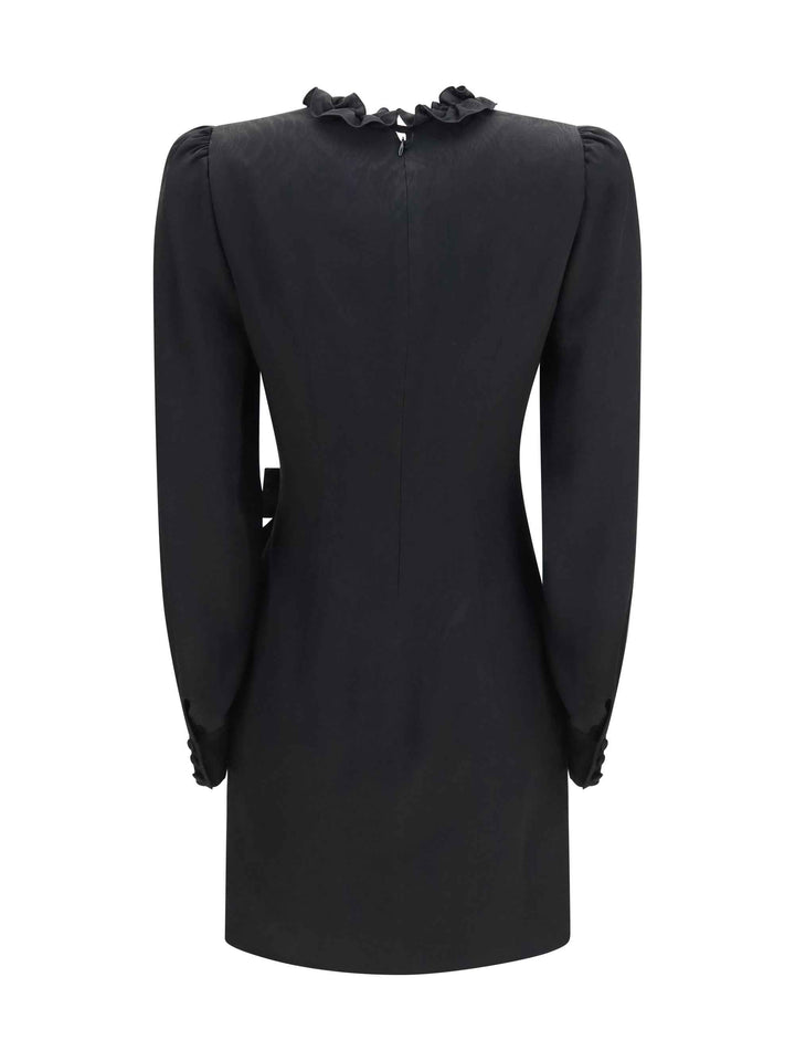 Silk jacquard mini Dress with ruffles
