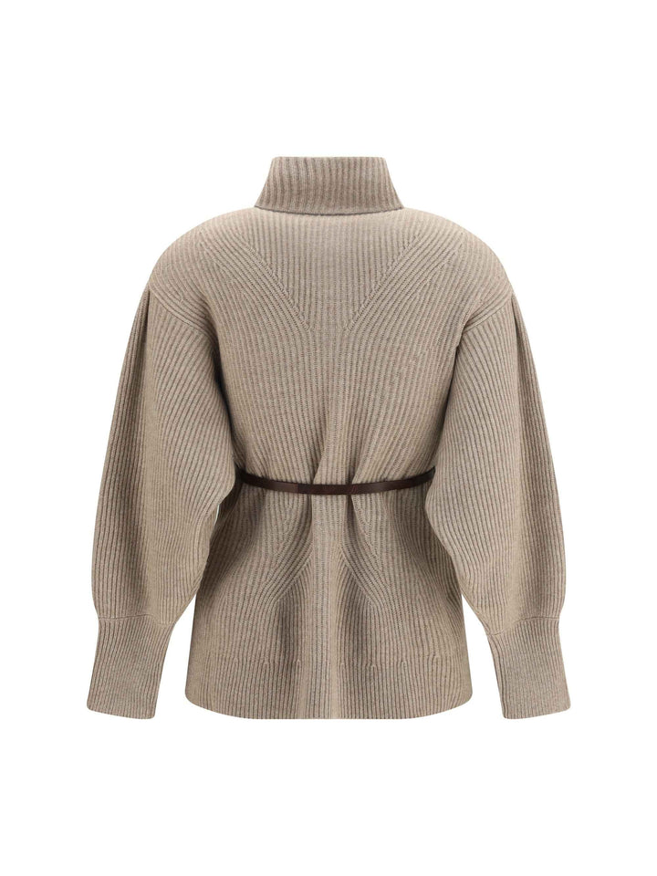 High neck Cardigan with belt