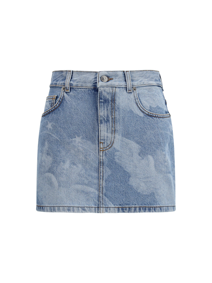 Angel-print denim mini Skirt 1