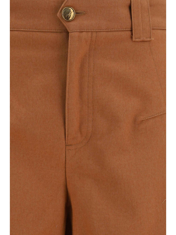 Cotton canvas barrel-leg Pants