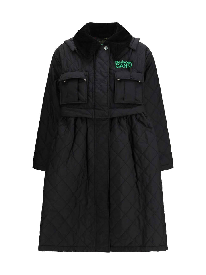 Quilted hooded Coat by Barbour x GANNI
