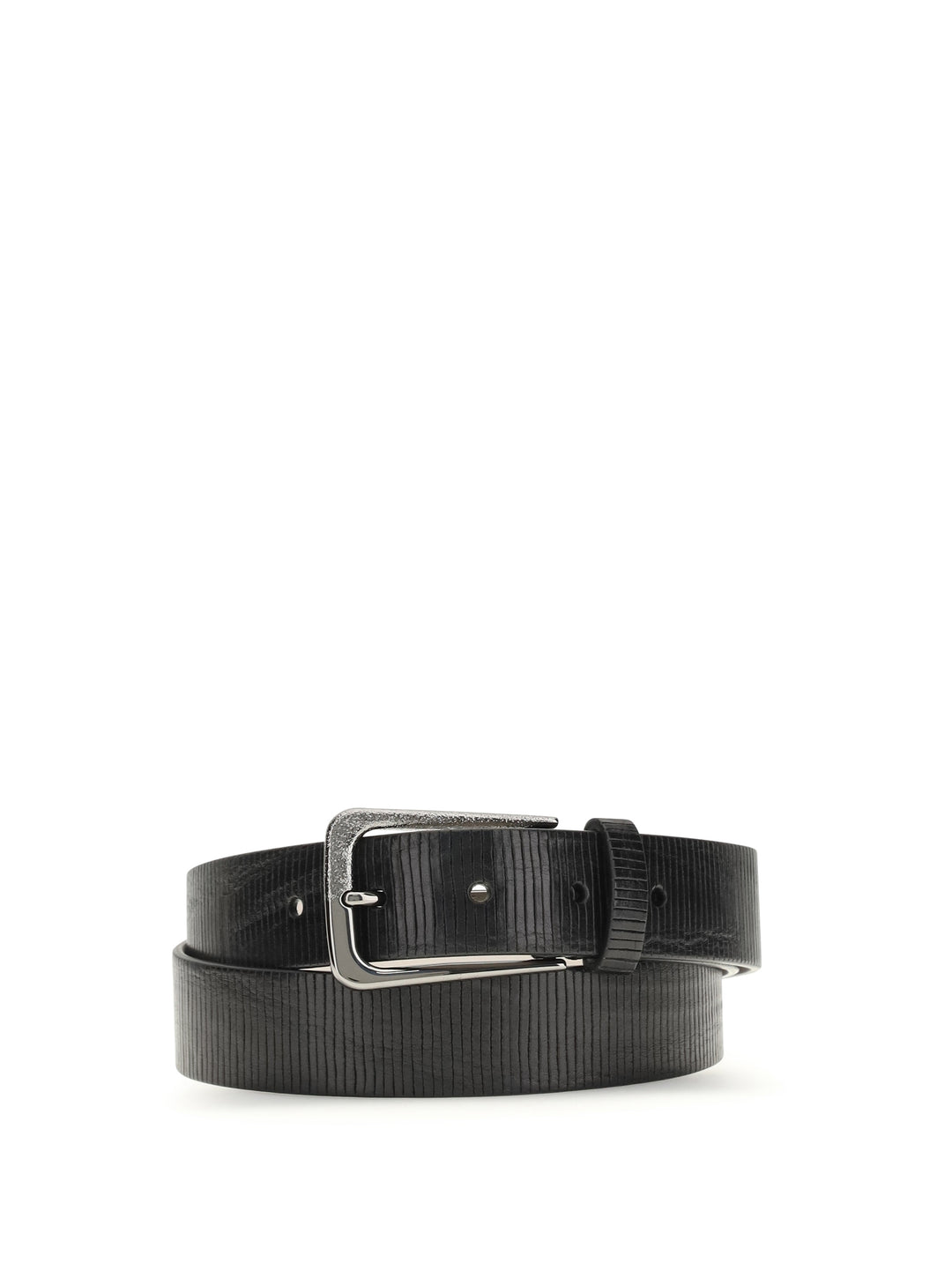 Carved leather Belt with Shimmering Buckle 1