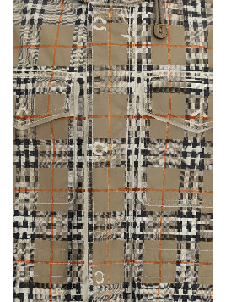 Gabardine Parka with faded Check print 3