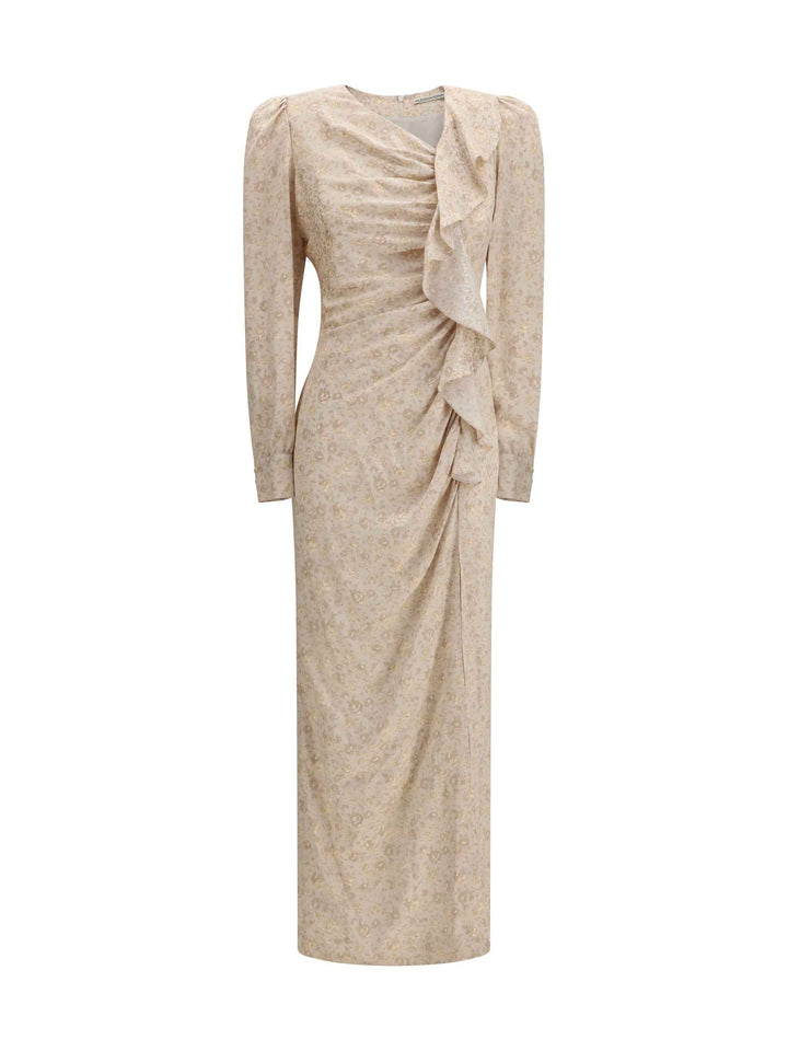 Jacquard draped Dress with flounces