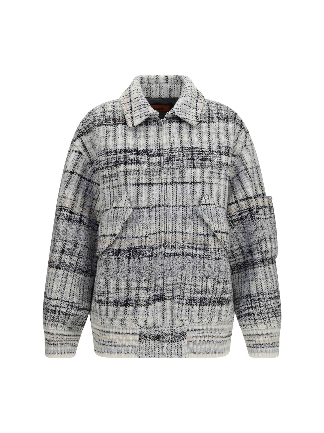 Oversized check wool-blend Bomber Jacket