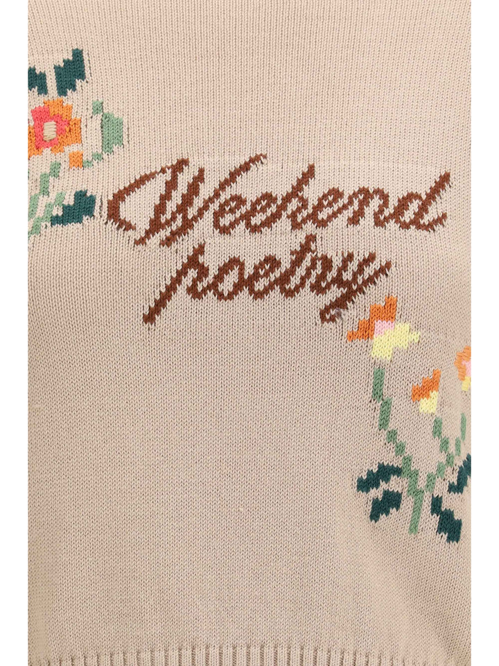 Cotton knit Sweater with embroidery