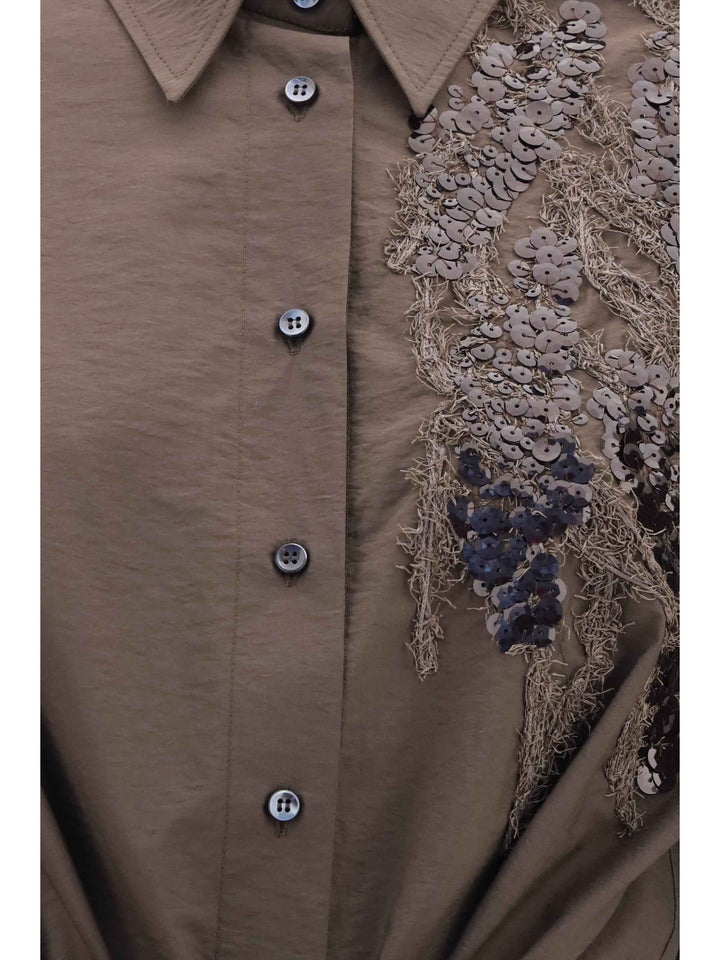 Sequined shirt Dress with belt