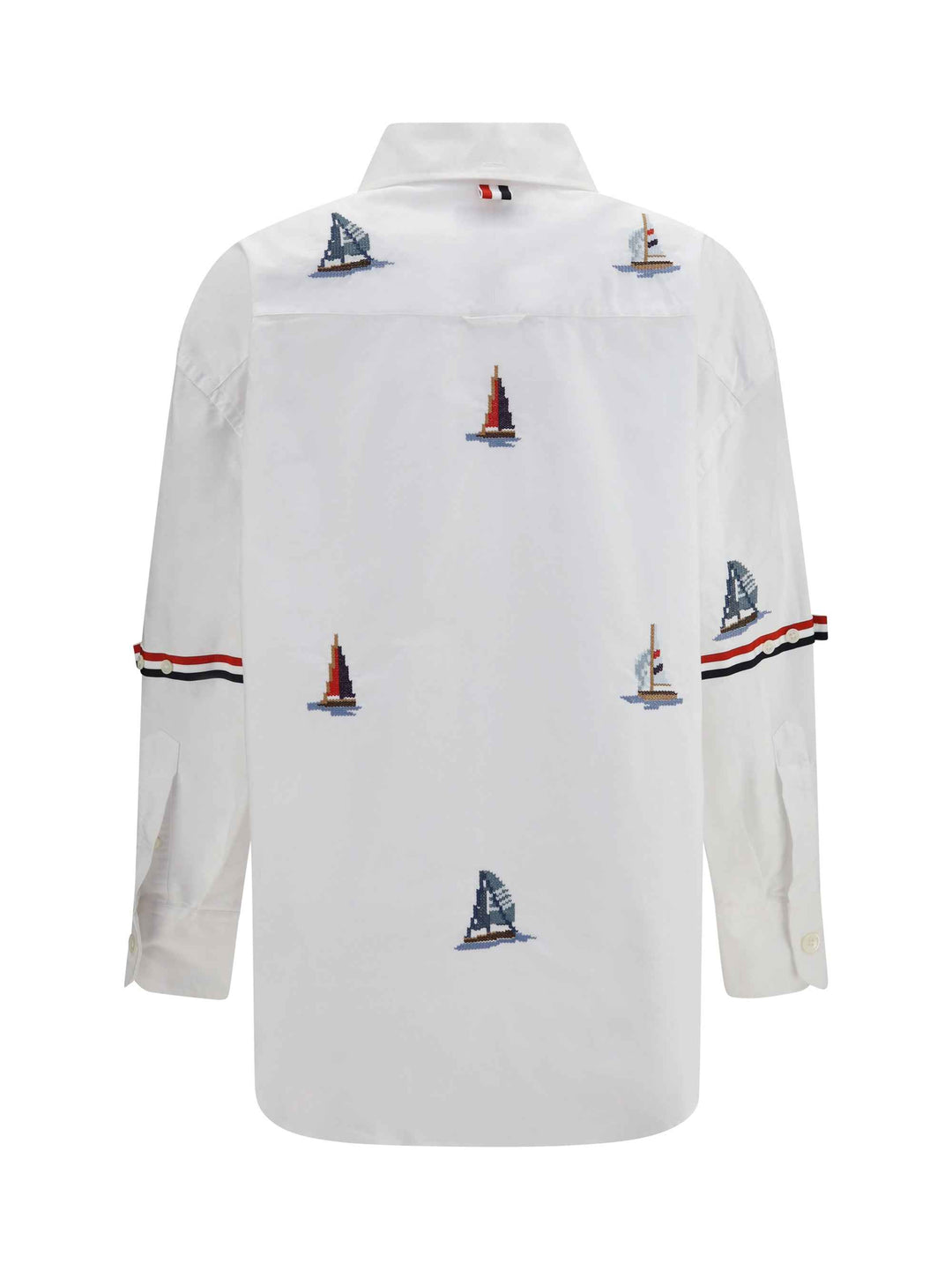 Oversized Sailboat-embroidered Shirt