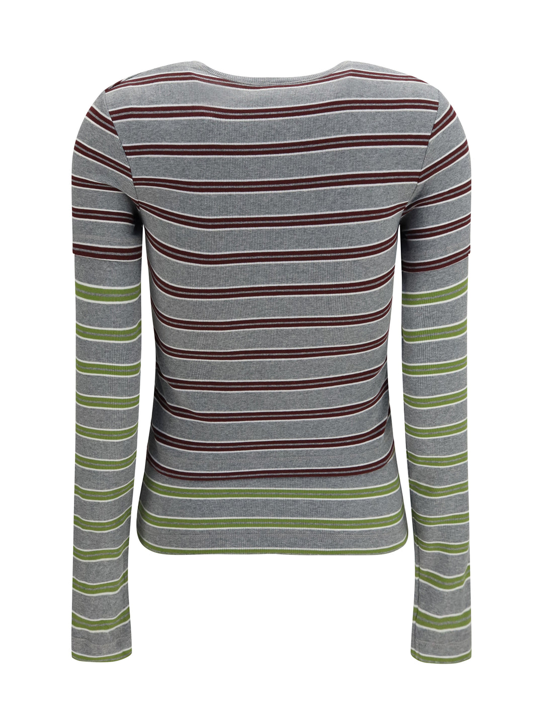 Double-sleeve striped cotton T-shirt 2