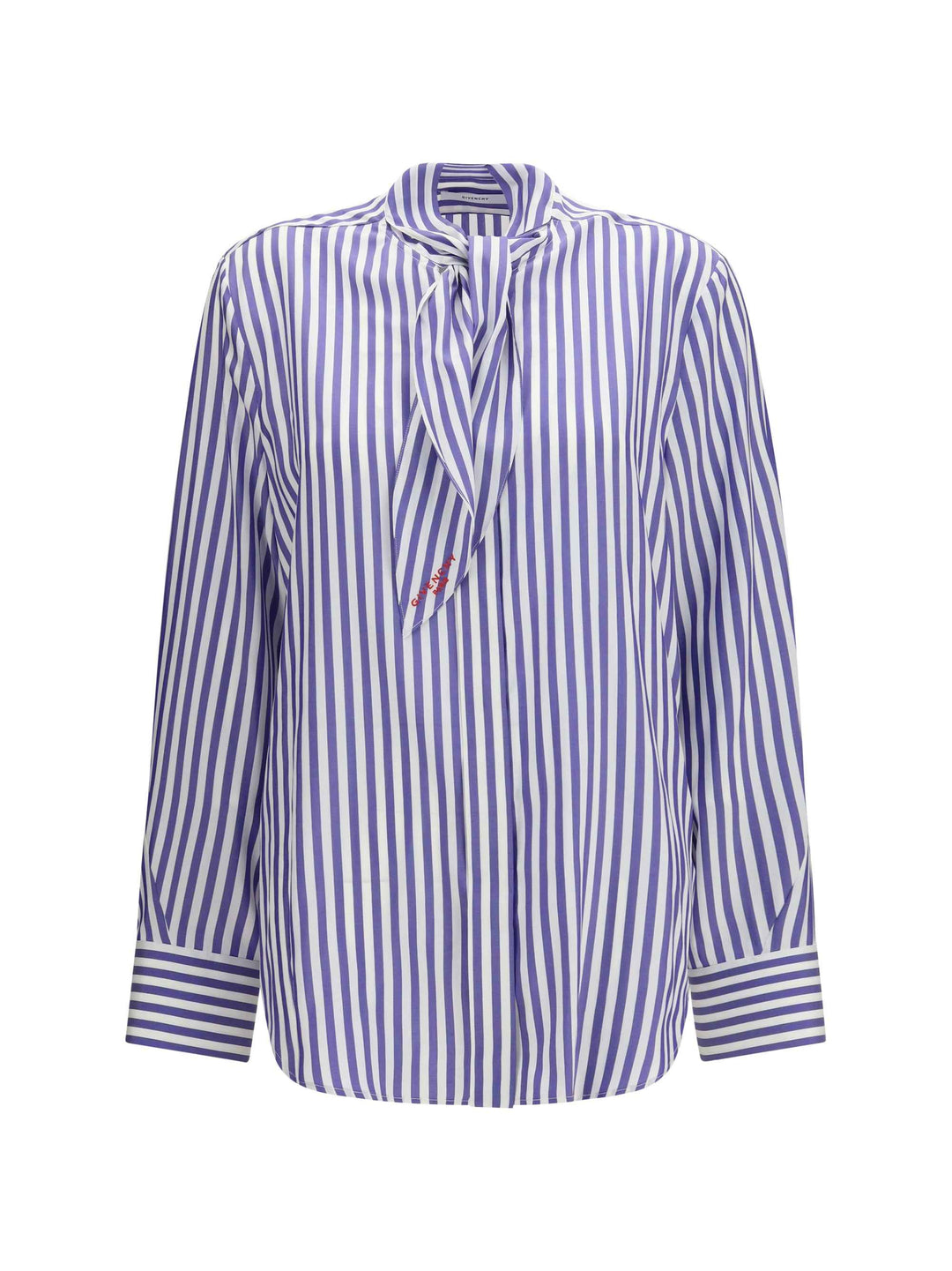 Silk striped Cocoon Shirt with bow