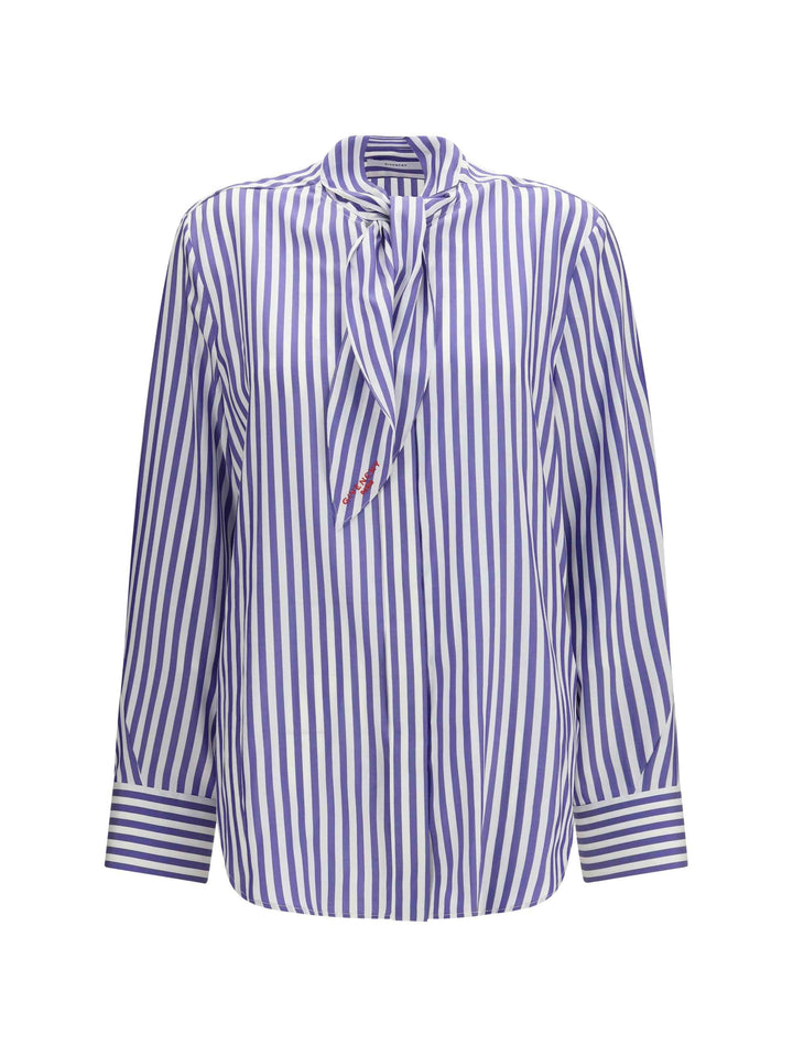 Silk striped Cocoon Shirt with bow