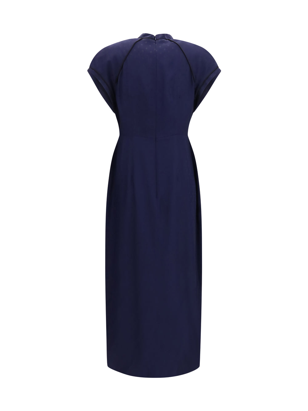 Silk midi Dress with buttons and contrast piping 2