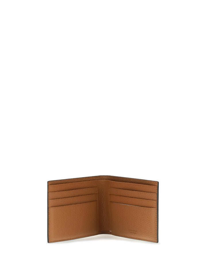Leather bifold Wallet with Gancini pattern 3