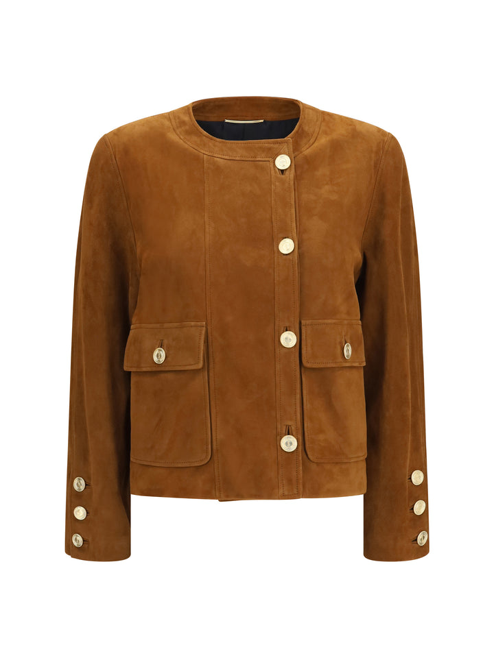 Short suede Jacket with buttons 1