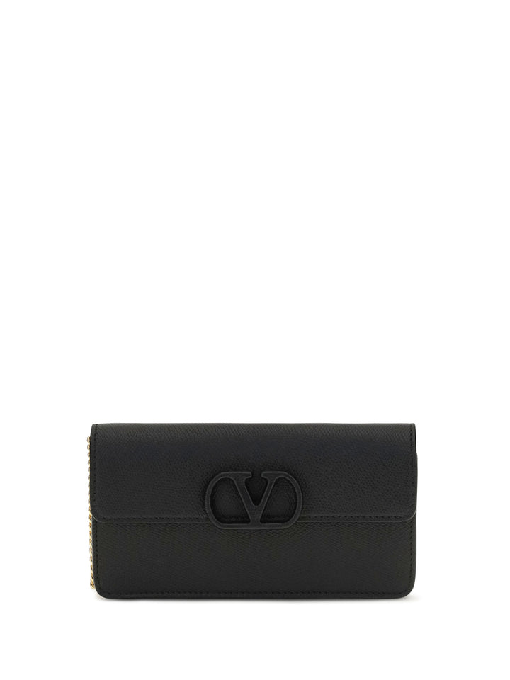 VLogo signature grainy calfskin chain Wallet 1