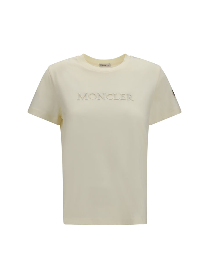 Cotton T-shirt with a tone on tone embroidered logo 1