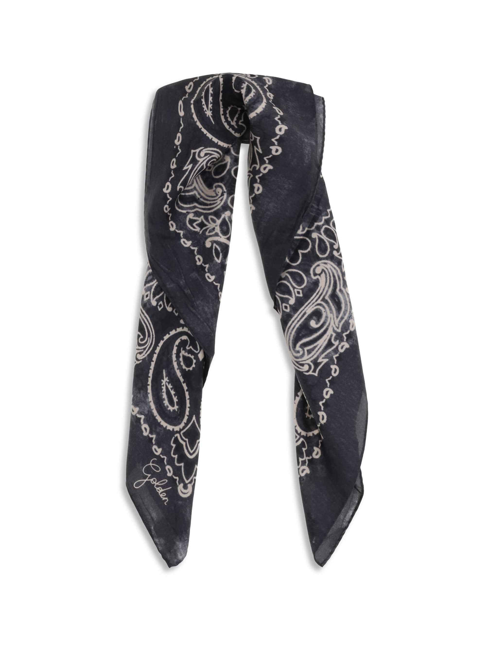 Golden paisley printed silk Scarf