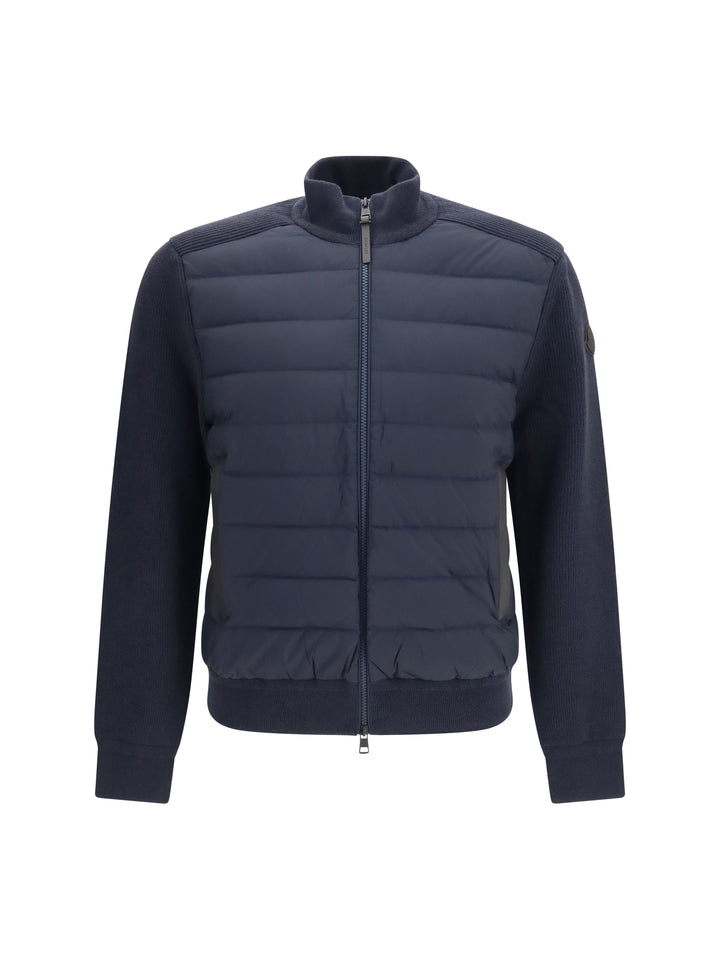 Zip-up padded Cardigan in wool and cashmere blend 1