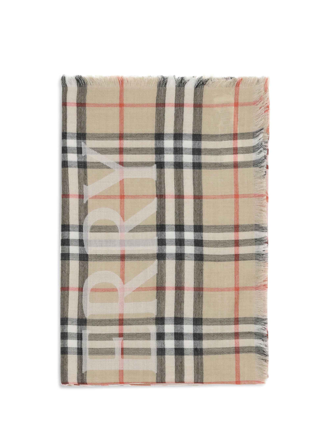 Wide wool and silk Check Scarf with EKD