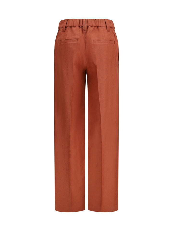 Wide-Leg Pants in linen with elastic waistband and belt loops 2