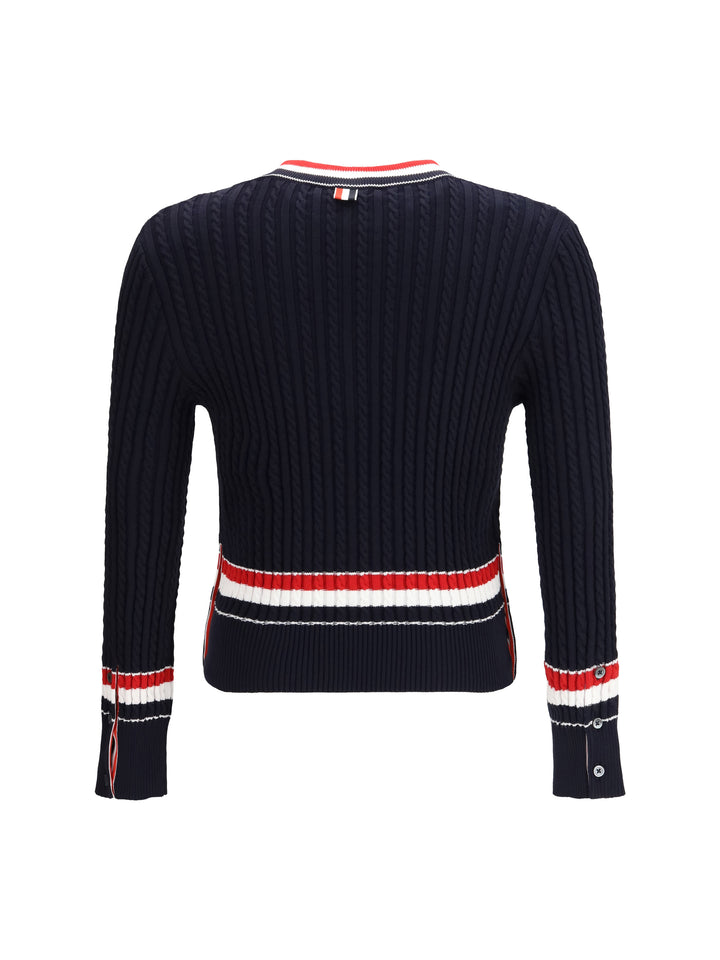 Intarsia cable-knit V-neck Sweater 2