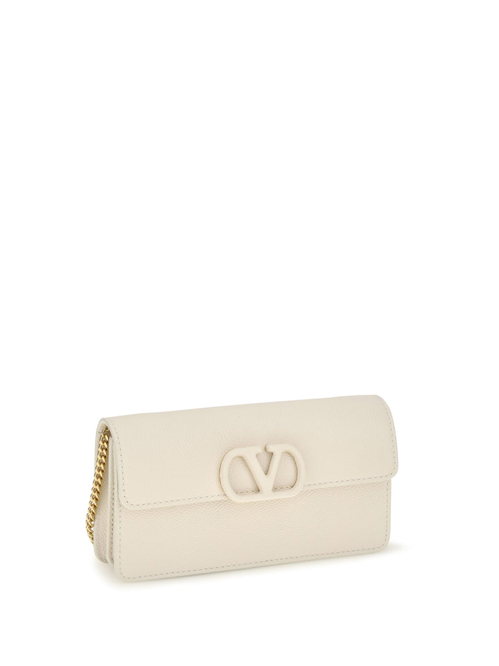 VLogo signature grainy calfskin chain Wallet 2