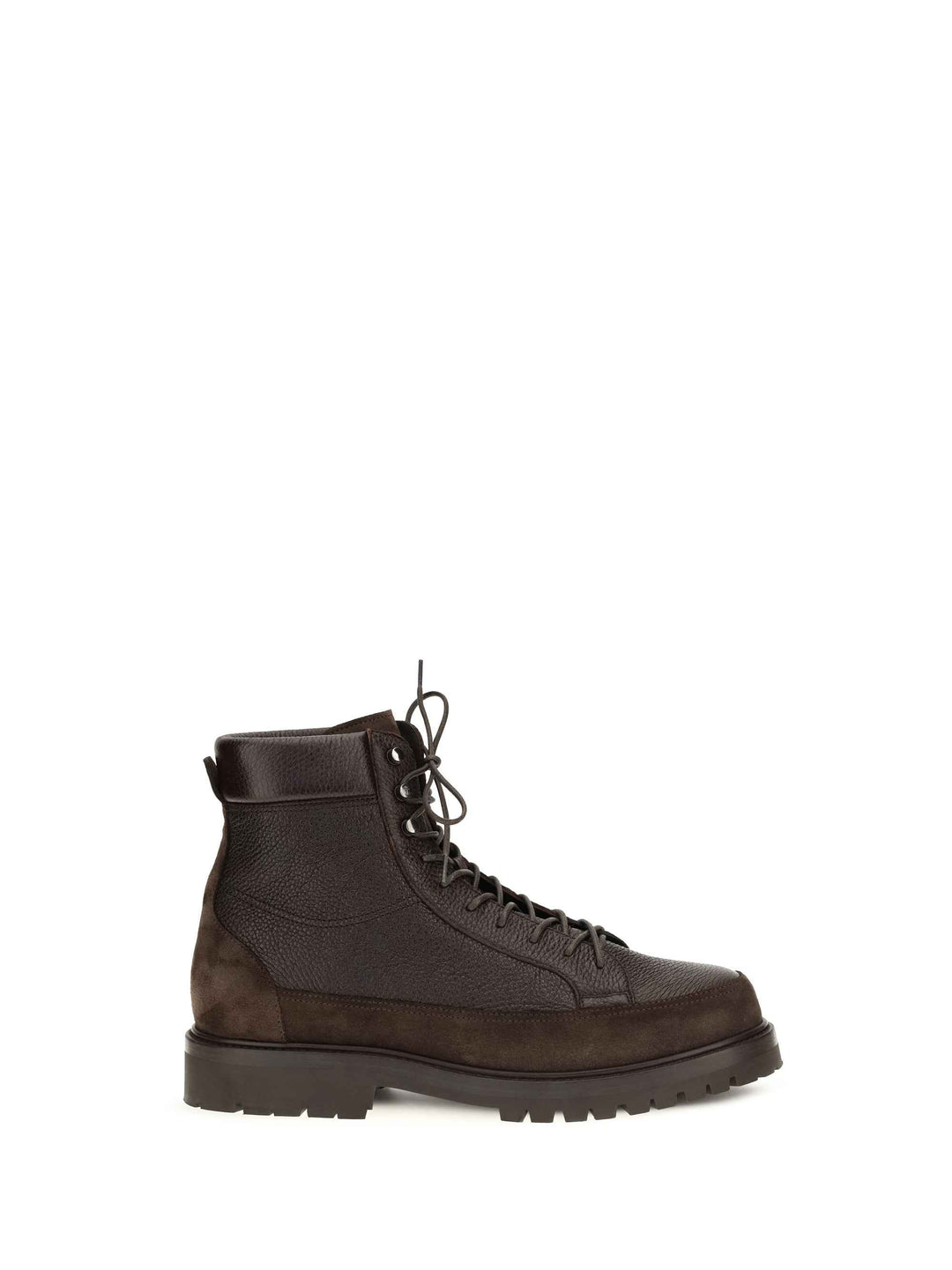 Lace-up deer leather and suede ankle Boots