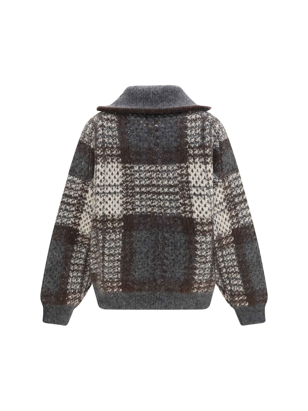 Checked wool zip Cardigan