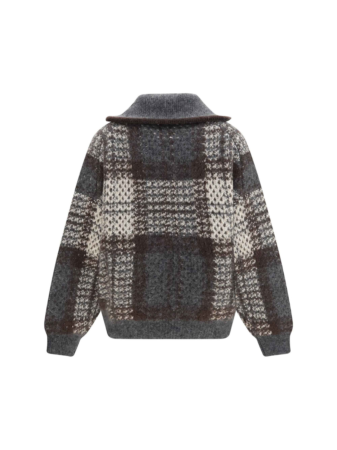 Checked wool zip Cardigan