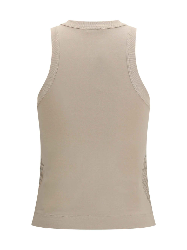 Top in cotton with luminous embroidery