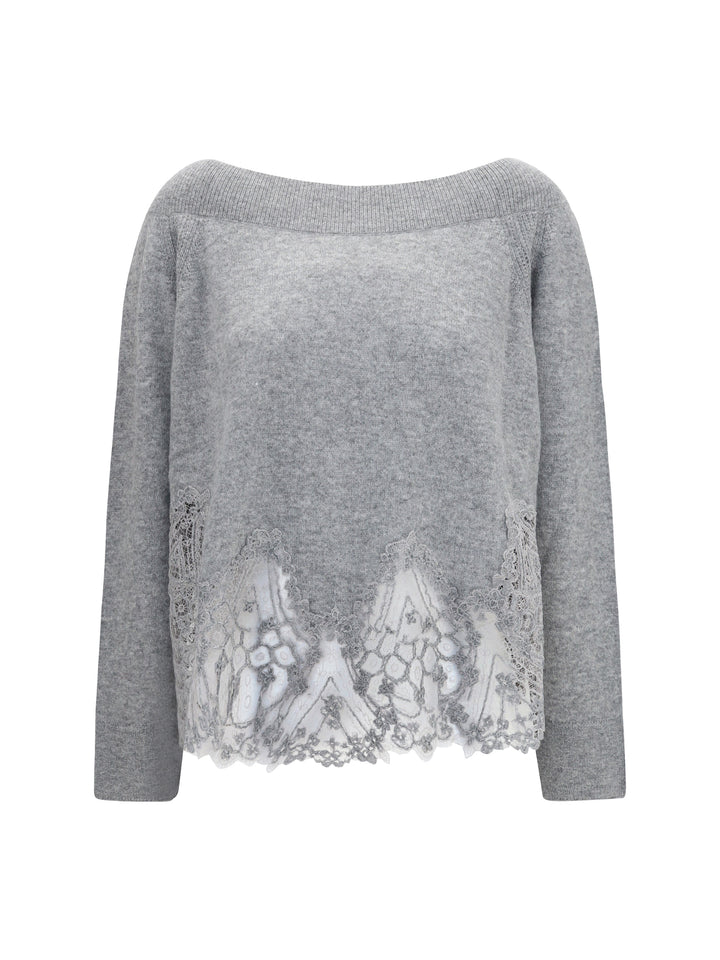 Boat neck lace Sweater 1