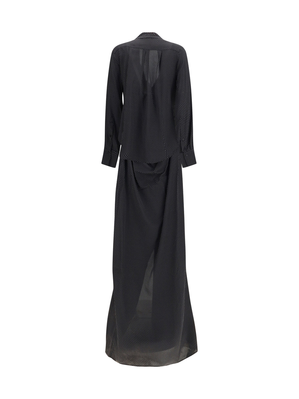 Criss Cross polka-dot silk crepe de chine long Dress 2