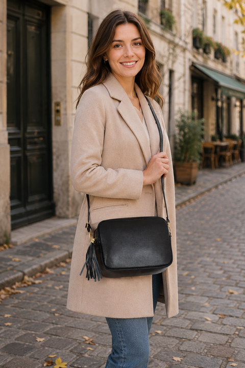 Anna Morellini Black Crossbody Bag Berta